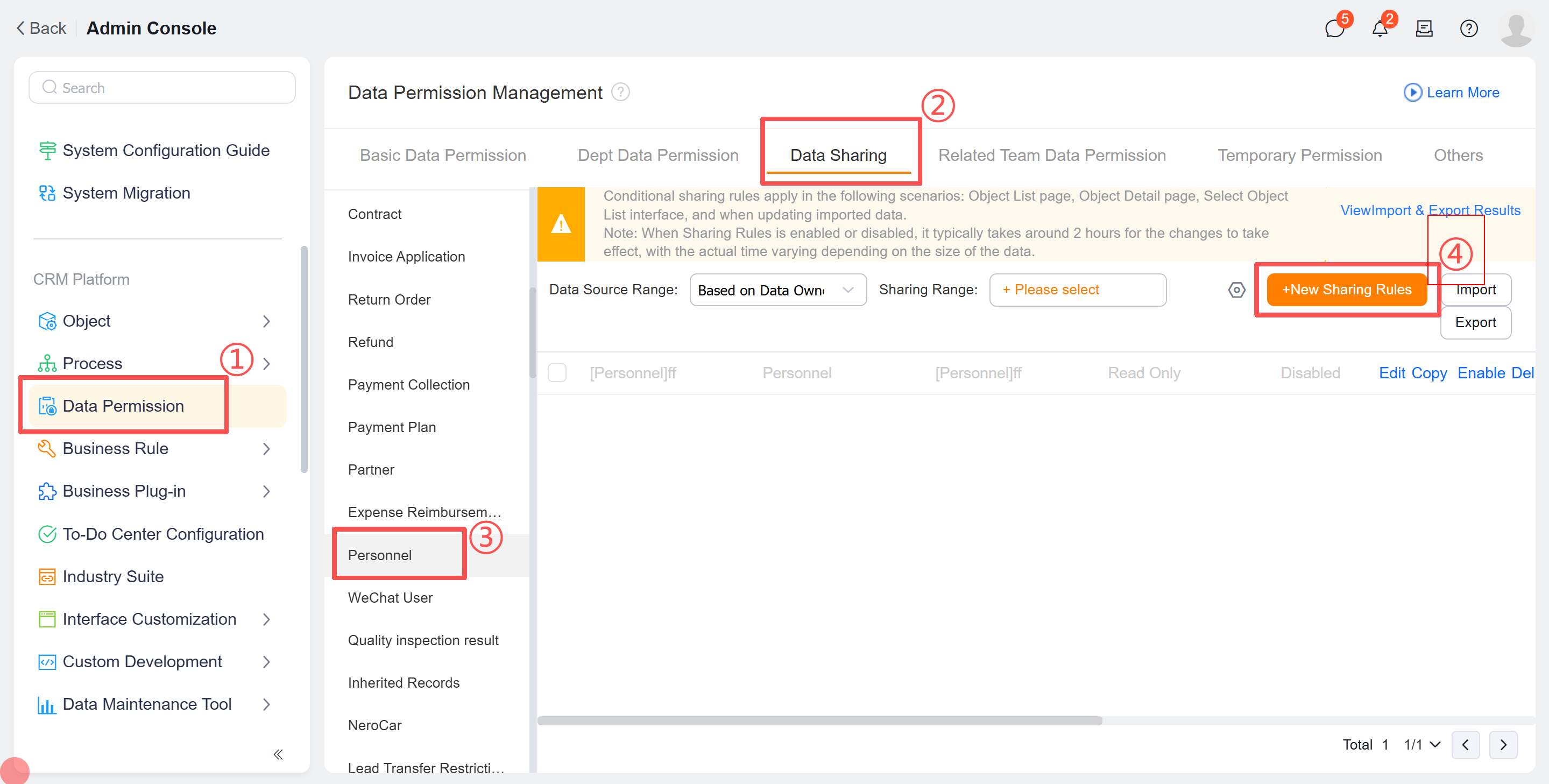 Person Object Sharing Rule Configuration 1