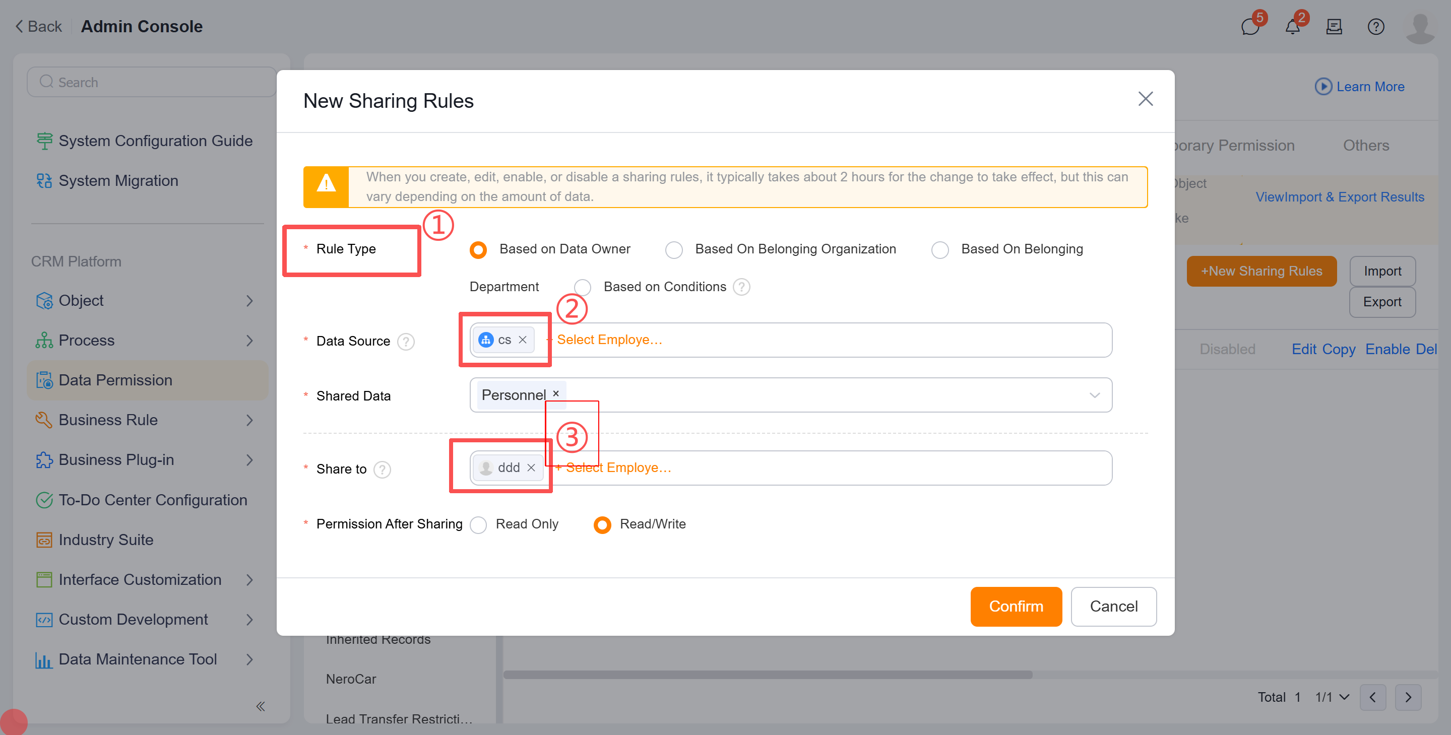 Person Object Sharing Rule Configuration 2