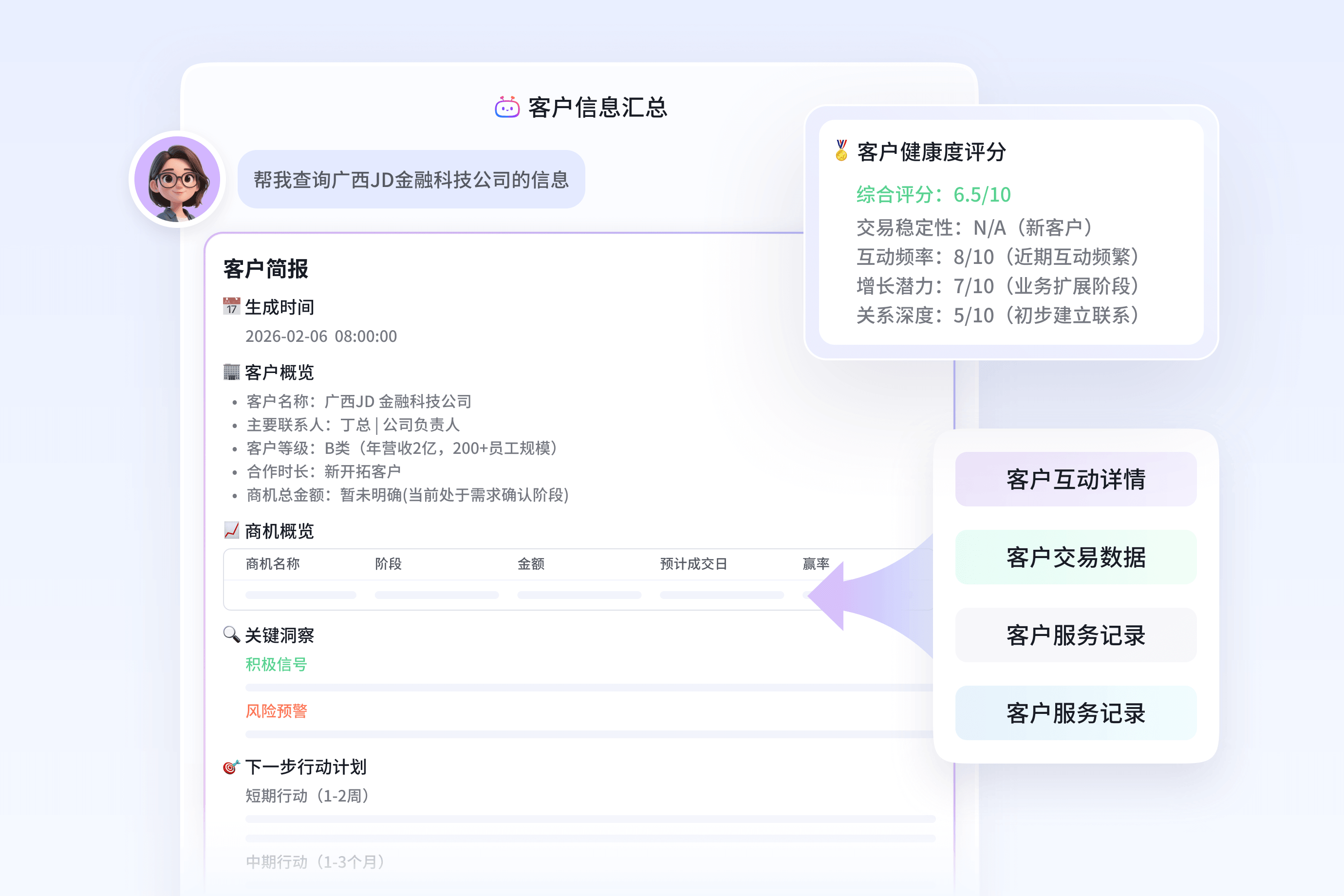 AI 汇总客户简报